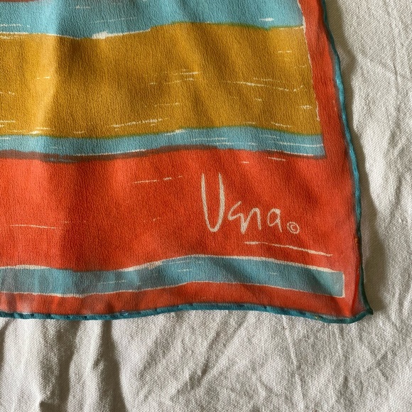 VERA Neumann NOS PRISTINE Silk Blend Bold Stripe Scarf w Hand Rolled Edges - Picture 2 of 9